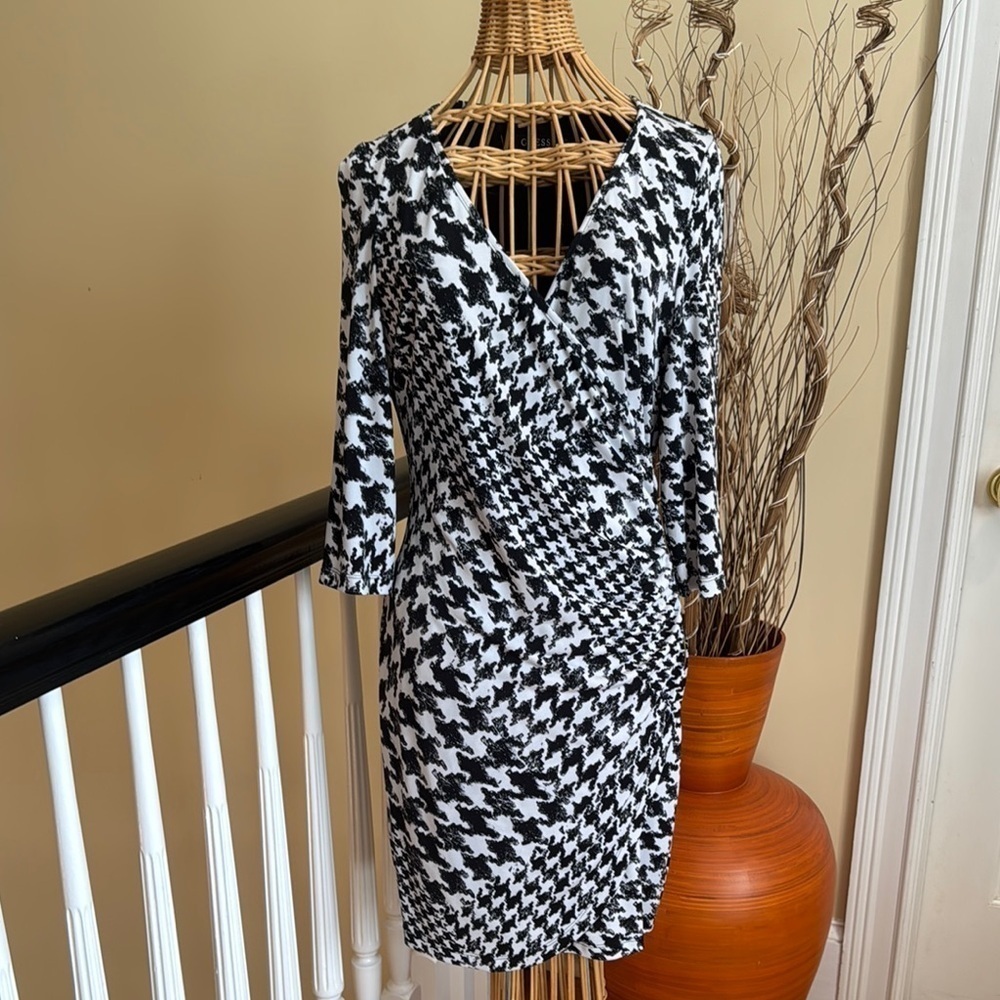 Guess Chic Black and White Houndstooth Dress